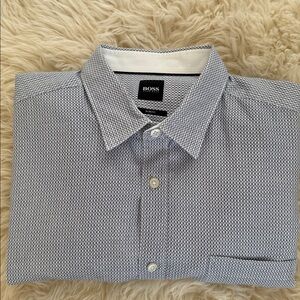 Hugo Boss Men's Light Blue Slim Fit Button Down Shirt